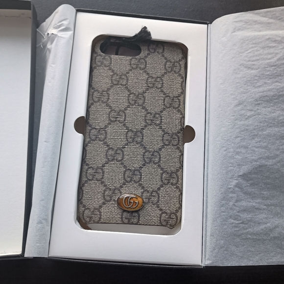 [GUCCI] GG Supreme Monogram Ophidia iPhone 8 Plus Case Beige Canvas NWT & Box - Picture 3 of 5